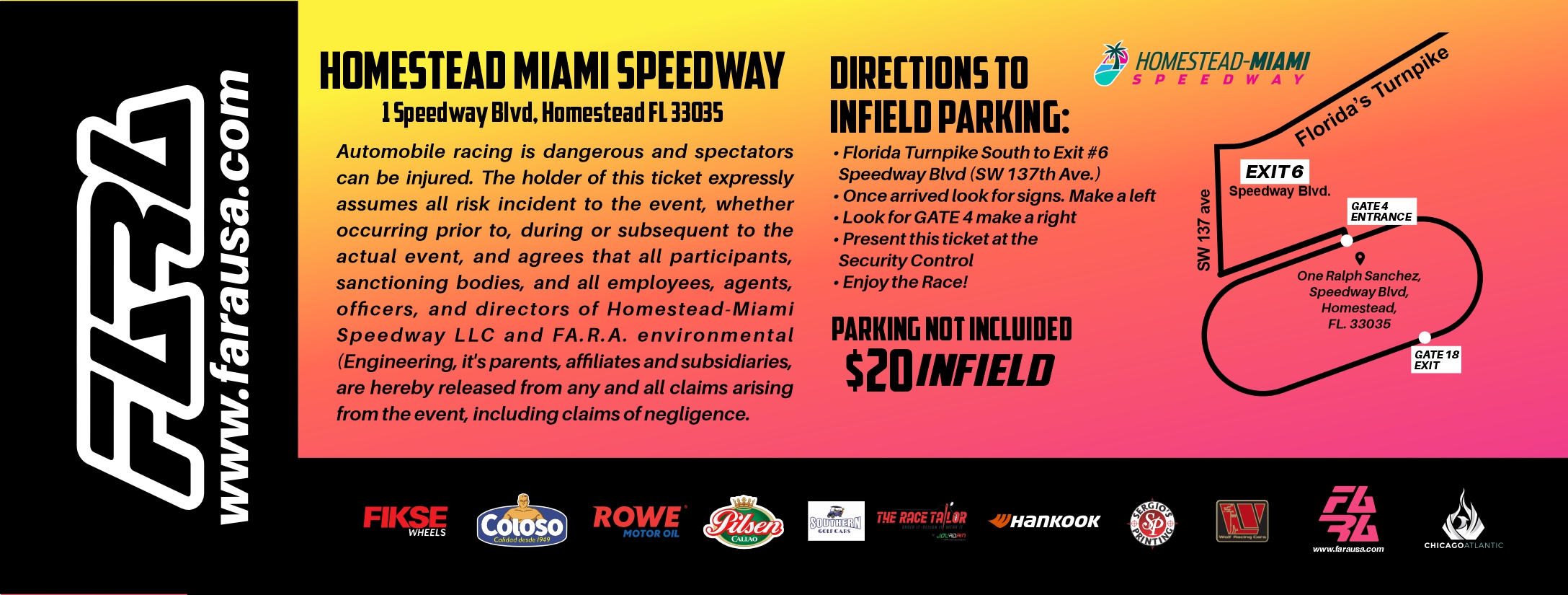 Sunset 500 race weekend ticket back